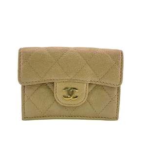 CHANEL Cream Caviar Leather Wallet